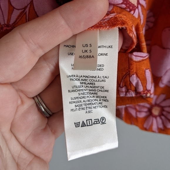 𝅺FREE People Miss Daisy Off the Shoulder Floral Cotton Top S nwt - Picture 11 of 13